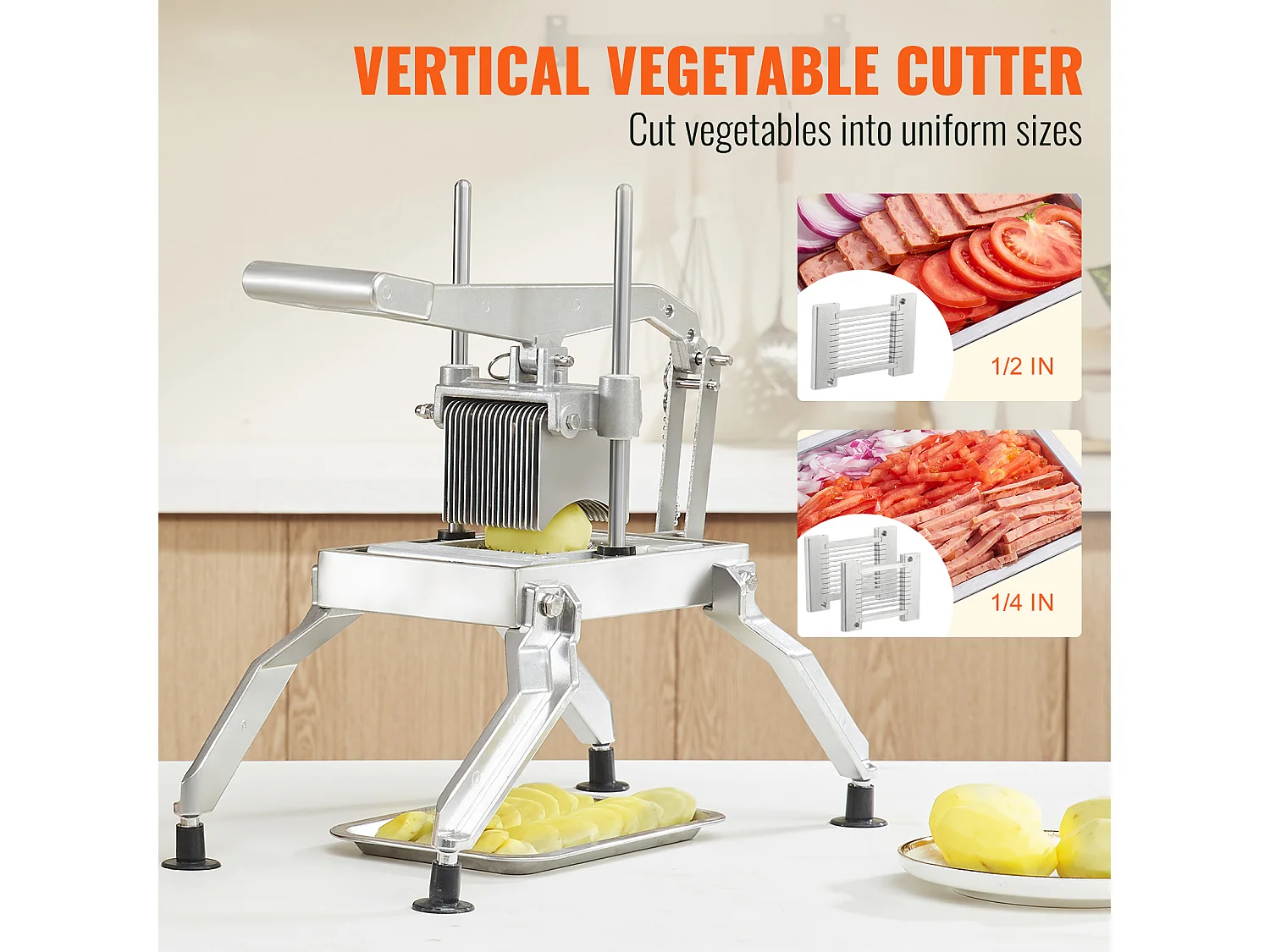 Trancheuse Manuelle SucceBuy 6,35 mm/12,7 mm, Coupe-Tomates, Acier Inoxydable et Alliage d'Aluminium