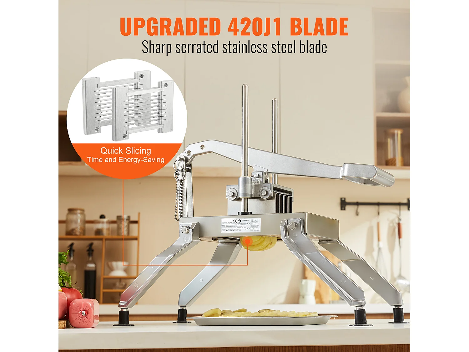 Trancheuse Manuelle SucceBuy 6,35 mm/12,7 mm, Coupe-Tomates, Acier Inoxydable et Alliage d'Aluminium