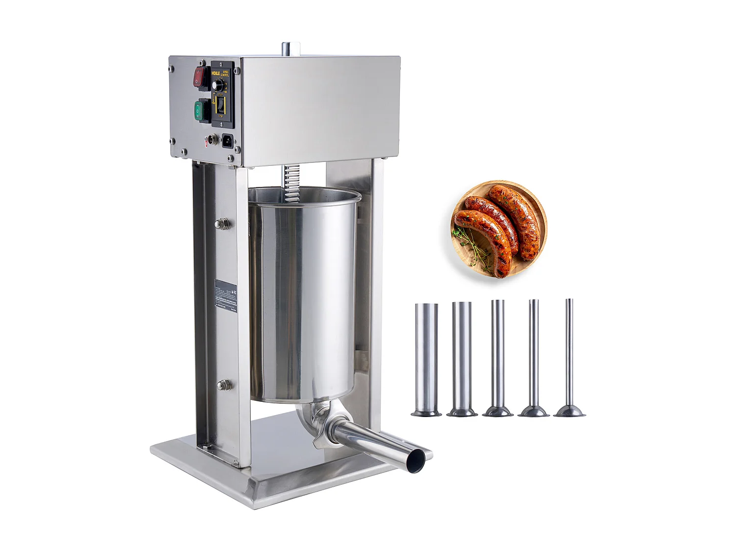 Poussoir à Saucisses Électrique SucceBuy, Poussoir à Viande Vertical, 12 L, Acier Inoxydable 304, pour les Applications Commerciales dans les Supermarchés