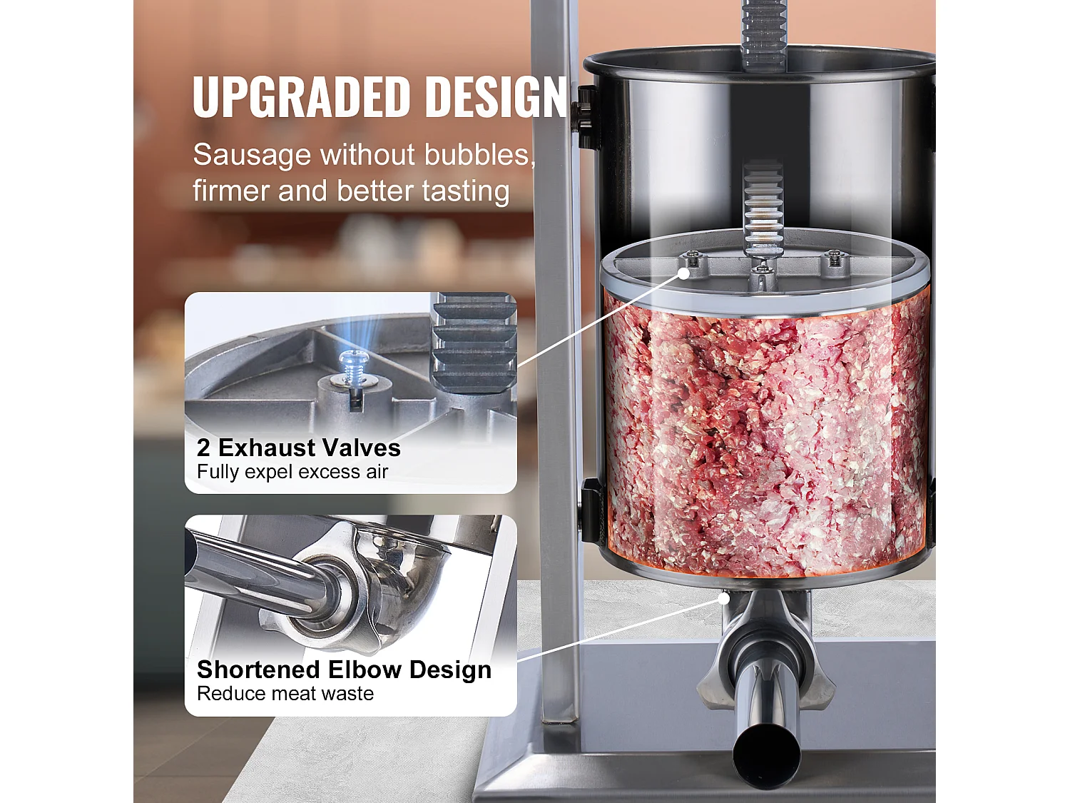 Poussoir à Saucisses Électrique SucceBuy, Poussoir à Viande Vertical, 12 L, Acier Inoxydable 304, pour les Applications Commerciales dans les Supermarchés