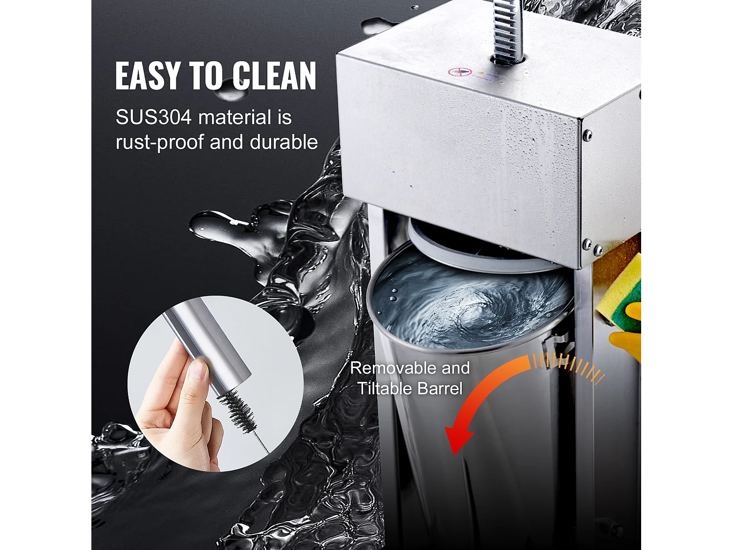 Poussoir à Saucisses Électrique SucceBuy, Poussoir à Viande Vertical, 12 L, Acier Inoxydable 304, pour les Applications Commerciales dans les Supermarchés