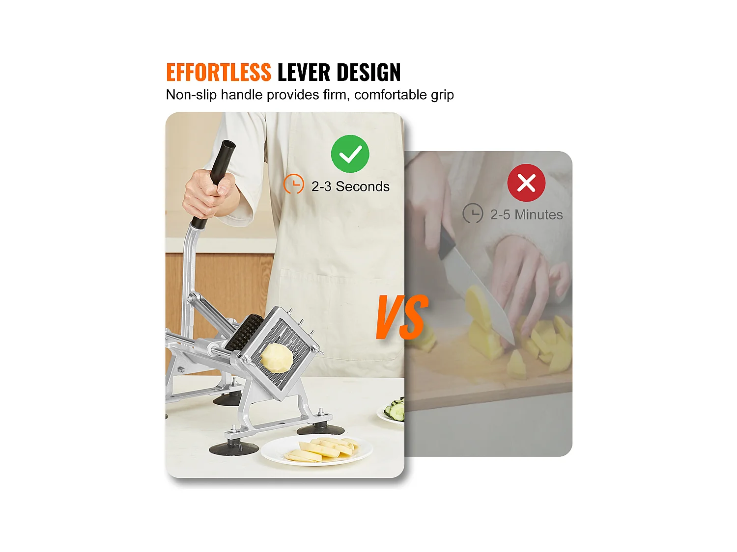 Trancheuse Manuelle SucceBuy 6,35 mm, Coupe-Légumes Commercial, Acier Inoxydable et Alliage d'Aluminium