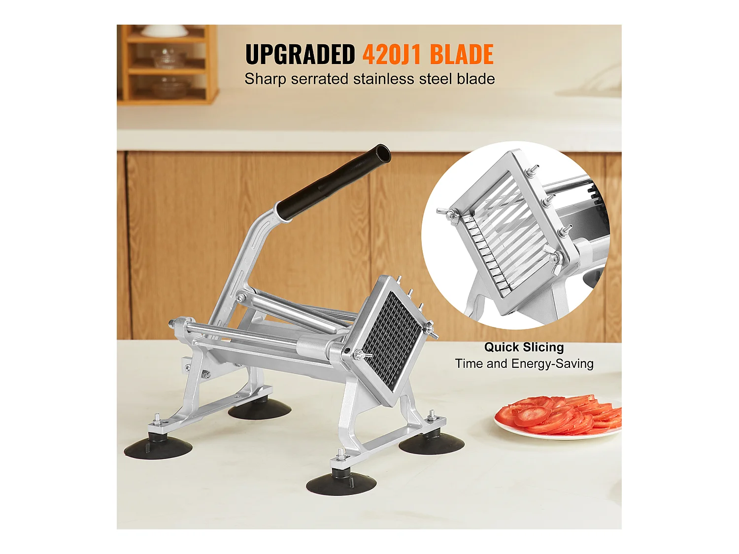 Trancheuse Manuelle SucceBuy 6,35 mm, Coupe-Légumes Commercial, Acier Inoxydable et Alliage d'Aluminium