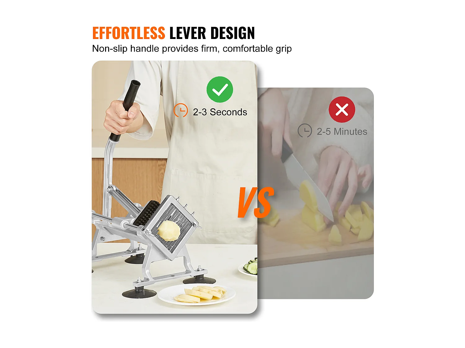 Trancheuse Manuelle SucceBuy 6,35 mm, Coupe-Légumes Commercial, Acier Inoxydable et Alliage d'Aluminium