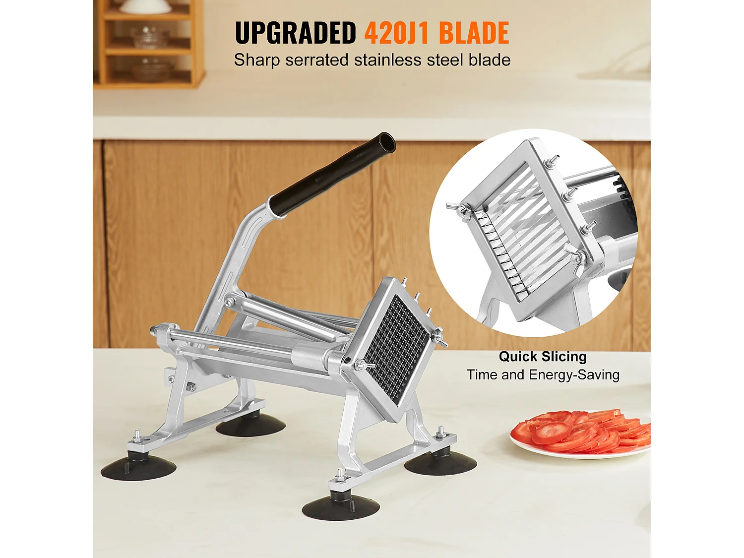 Trancheuse Manuelle SucceBuy 6,35 mm, Coupe-Légumes Commercial, Acier Inoxydable et Alliage d'Aluminium