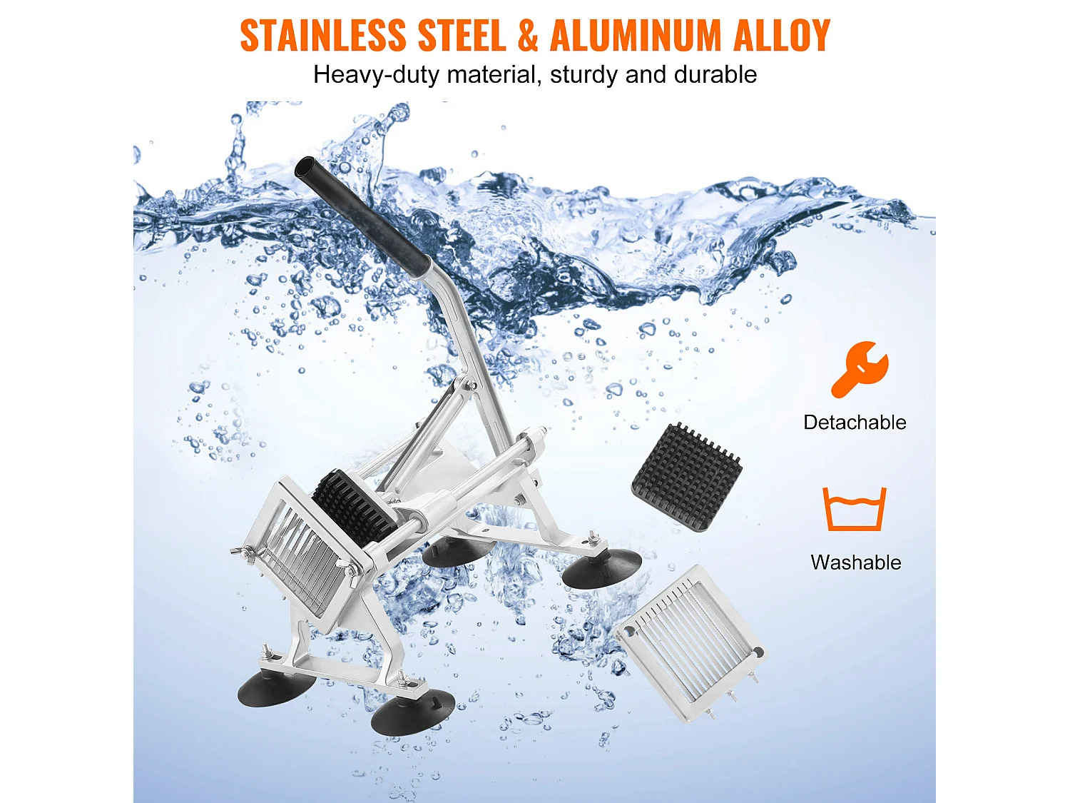 Trancheuse Manuelle SucceBuy 6,35 mm, Coupe-Légumes Commercial, Acier Inoxydable et Alliage d'Aluminium