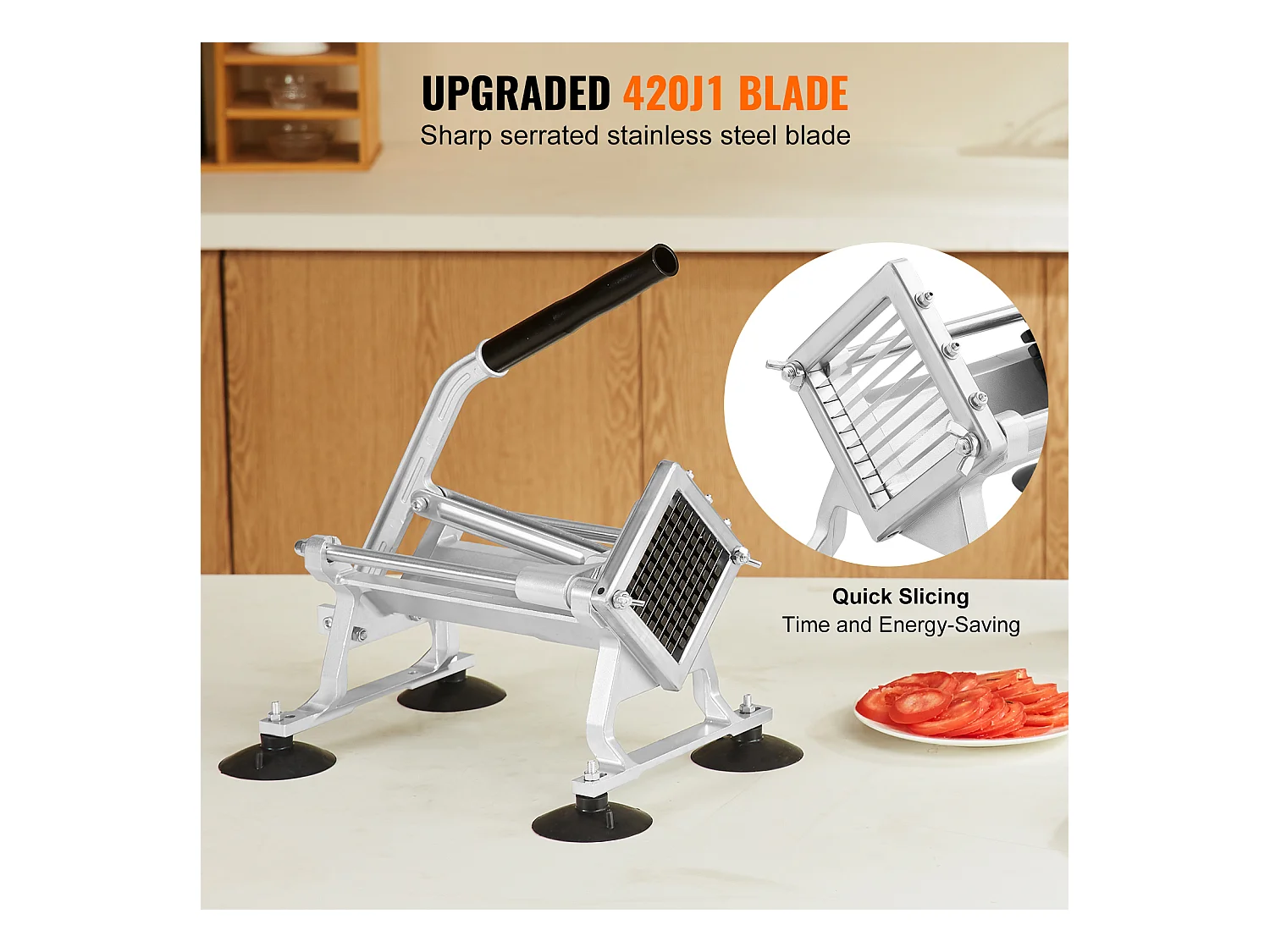 Trancheuse Manuelle SucceBuy 9,5 mm, Coupe-Frites Commerciale en Acier Inoxydable et Alliage d'Aluminium