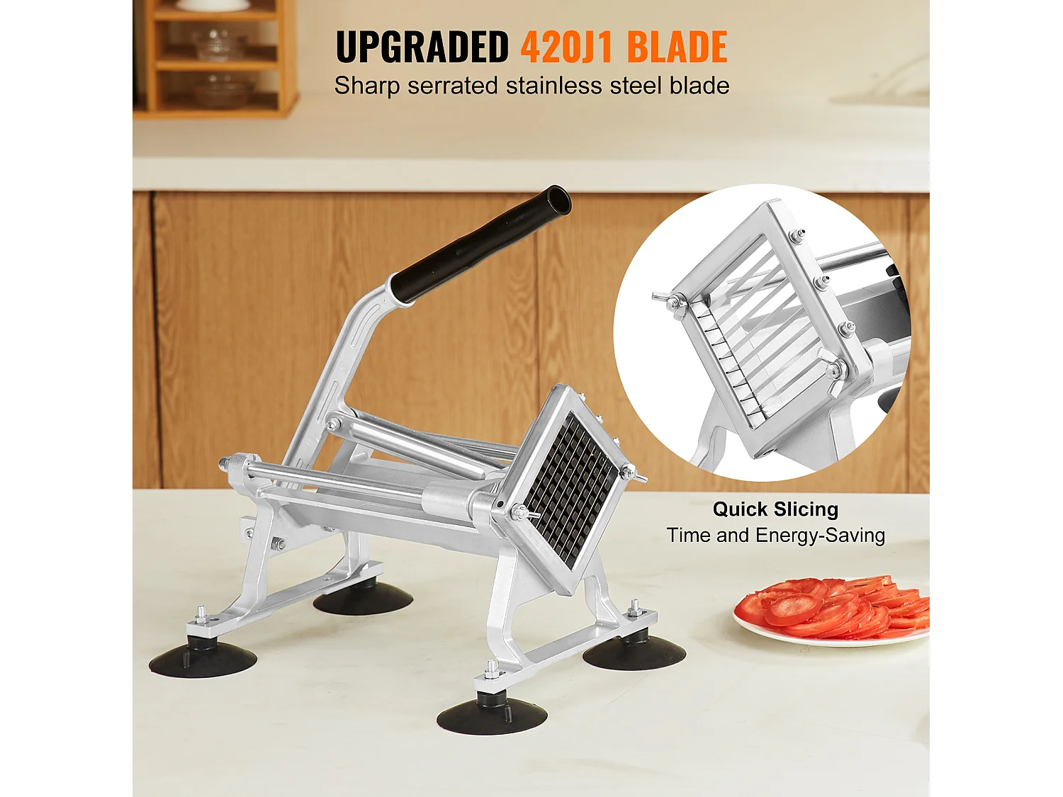 Trancheuse Manuelle SucceBuy 9,5 mm, Coupe-Frites Commerciale en Acier Inoxydable et Alliage d'Aluminium