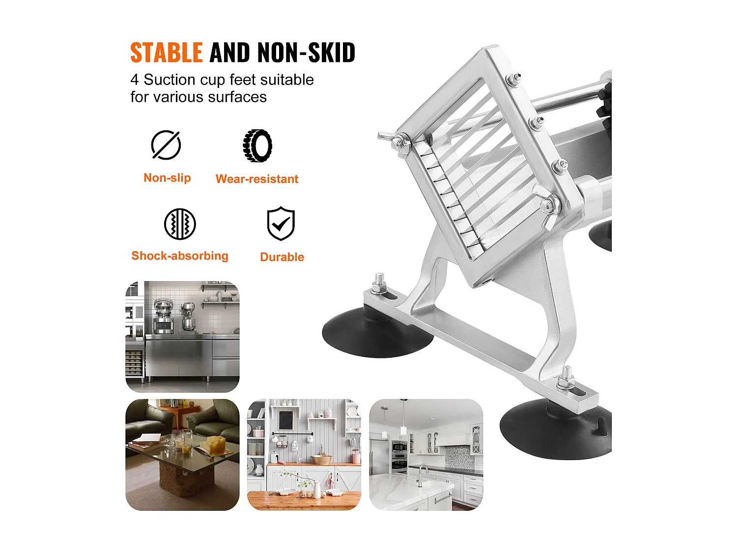 Trancheuse Manuelle SucceBuy 9,5 mm, Coupe-Frites Commerciale en Acier Inoxydable et Alliage d'Aluminium