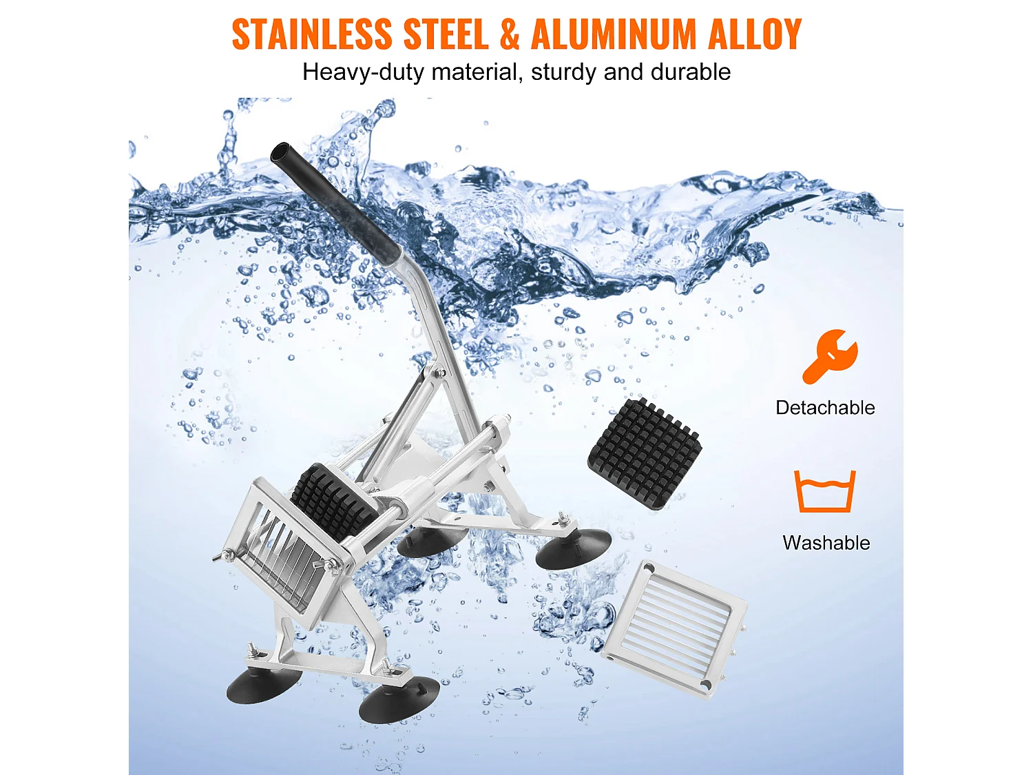 Trancheuse Manuelle SucceBuy 9,5 mm, Coupe-Frites Commerciale en Acier Inoxydable et Alliage d'Aluminium