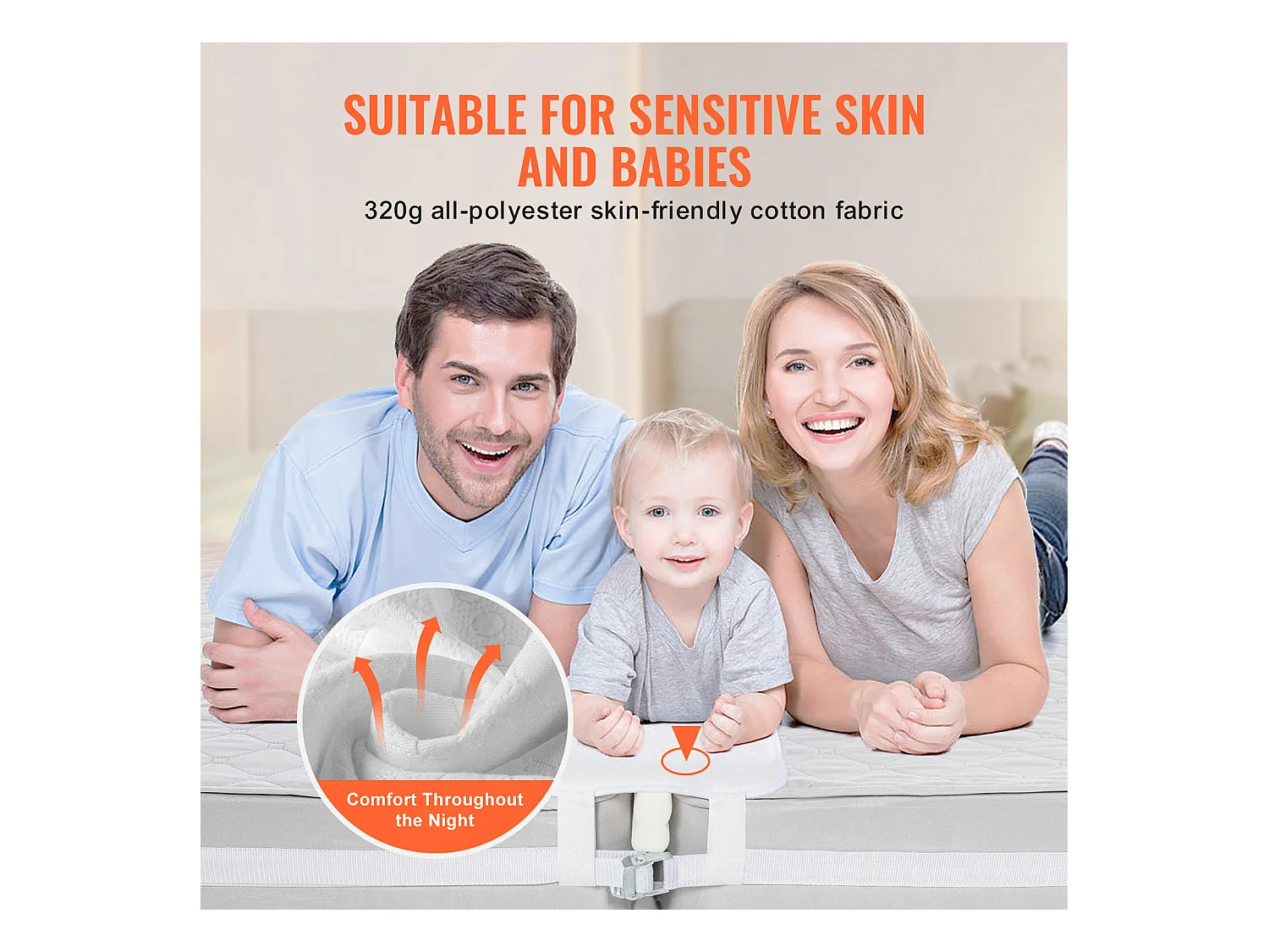 Pont de Lit SucceBuy 190,5 x 30,5 cm, Connecteur de Matelas Réglable, avec Sangle à Boucle en Métal Robuste, Mousse à Mémoire de Forme 25D