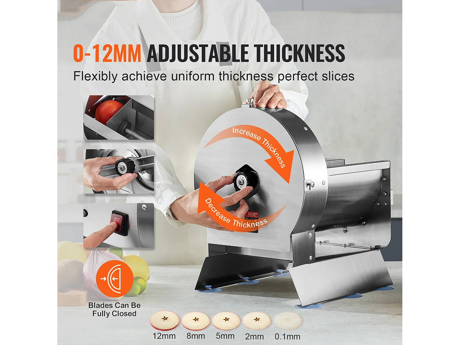 Trancheuse Manuelle SucceBuy Coupe-Légumes électrique Manuel 0-1.27cm, épaisseur Réglable