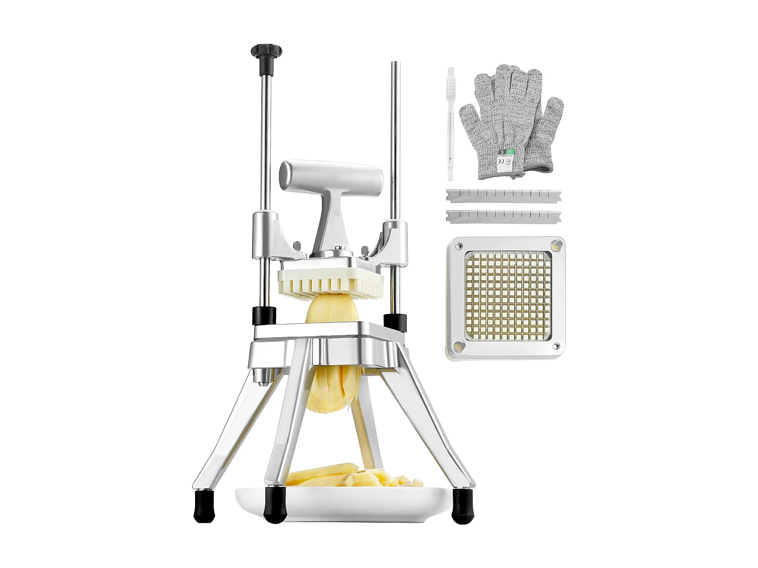 Coupe-Frites et Légumes 0.64cm SucceBuy, Trancheuse et Hachoir à Fruits Commerciaux, Coupe-Frites Robuste