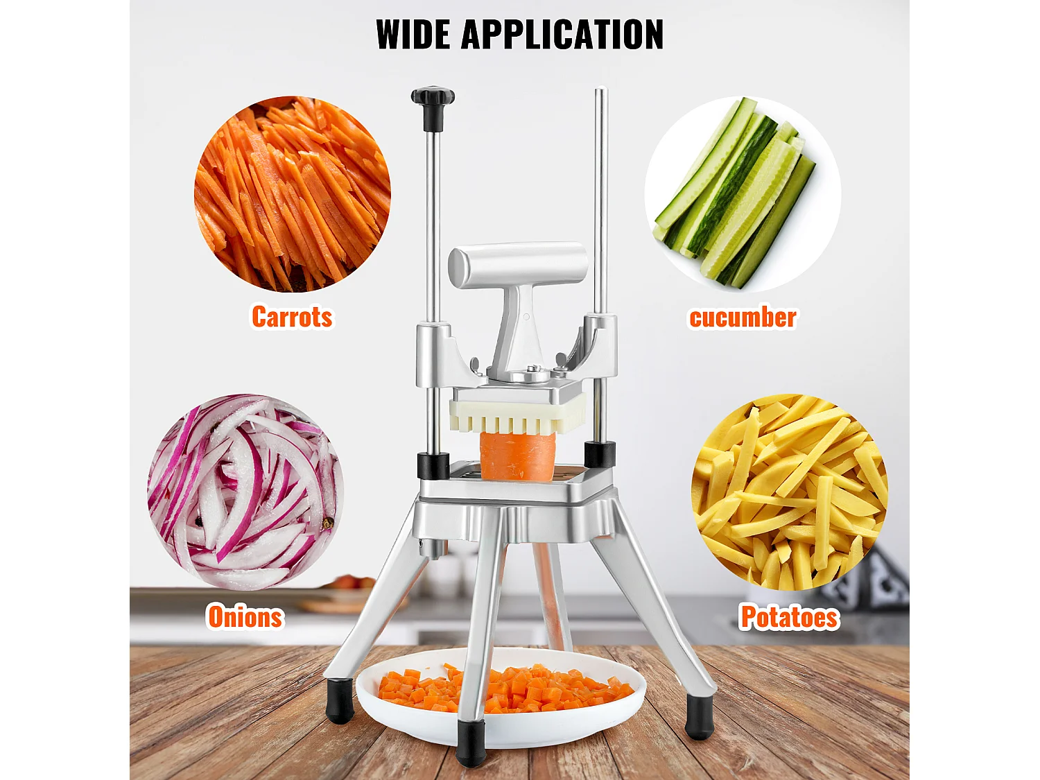 Coupe-Frites et Légumes 0.64cm SucceBuy, Trancheuse et Hachoir à Fruits Commerciaux, Coupe-Frites Robuste