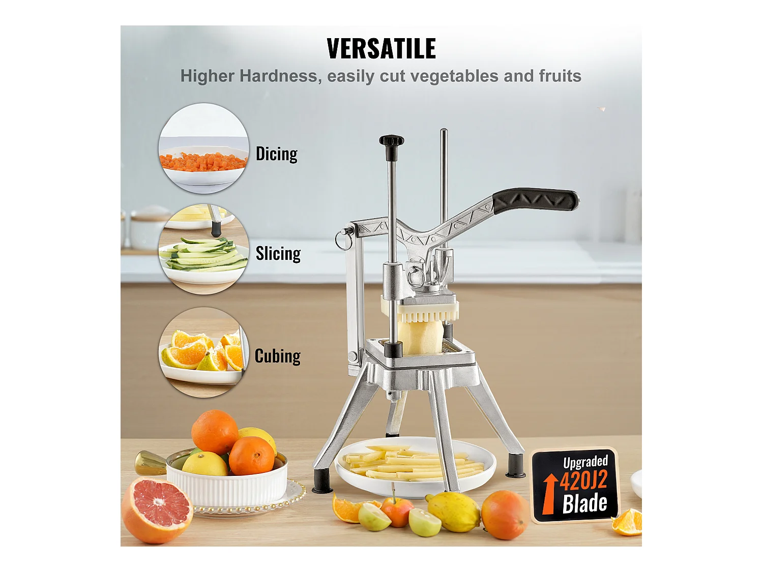 Commerciële Friet- en Groentehakker SucceBuy met 4 Messen – Groente- en Fruit Snijder