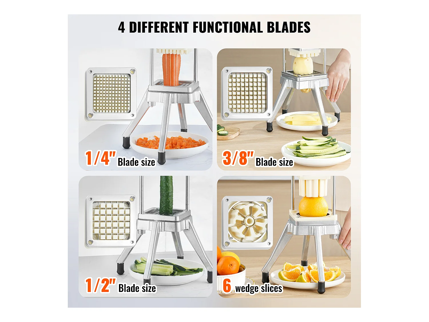 Commerciële Friet- en Groentehakker SucceBuy met 4 Messen – Groente- en Fruit Snijder