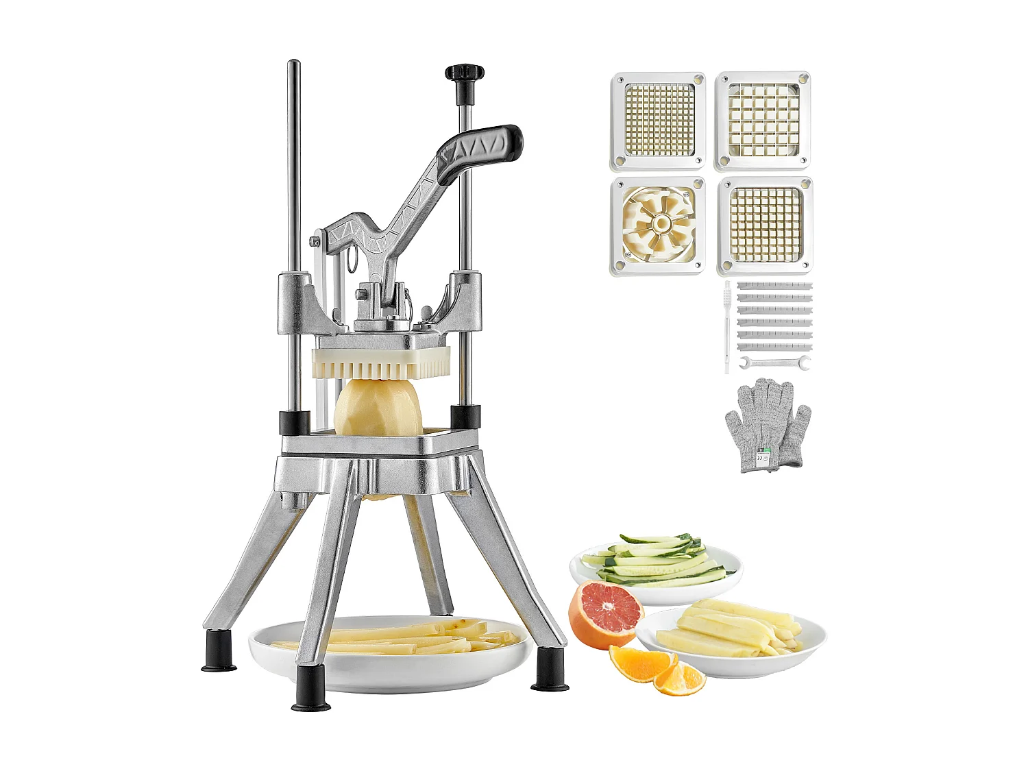 Coupe-Frites et Légumes Hachoir Commercial SucceBuy avec 4 Lames – Coupe-Légumes et Fruits