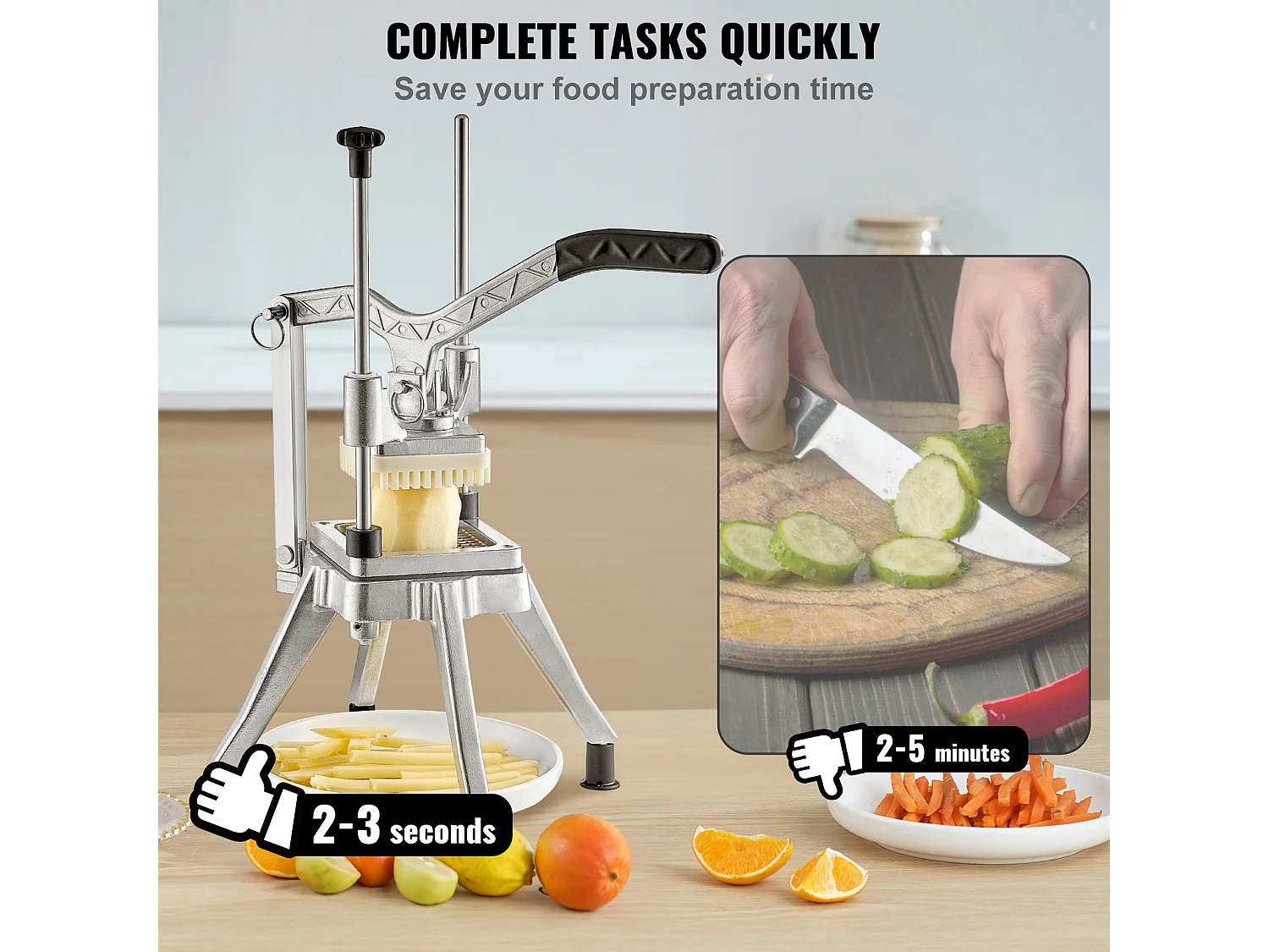 Coupe-Frites et Légumes Hachoir Commercial SucceBuy avec 4 Lames – Coupe-Légumes et Fruits