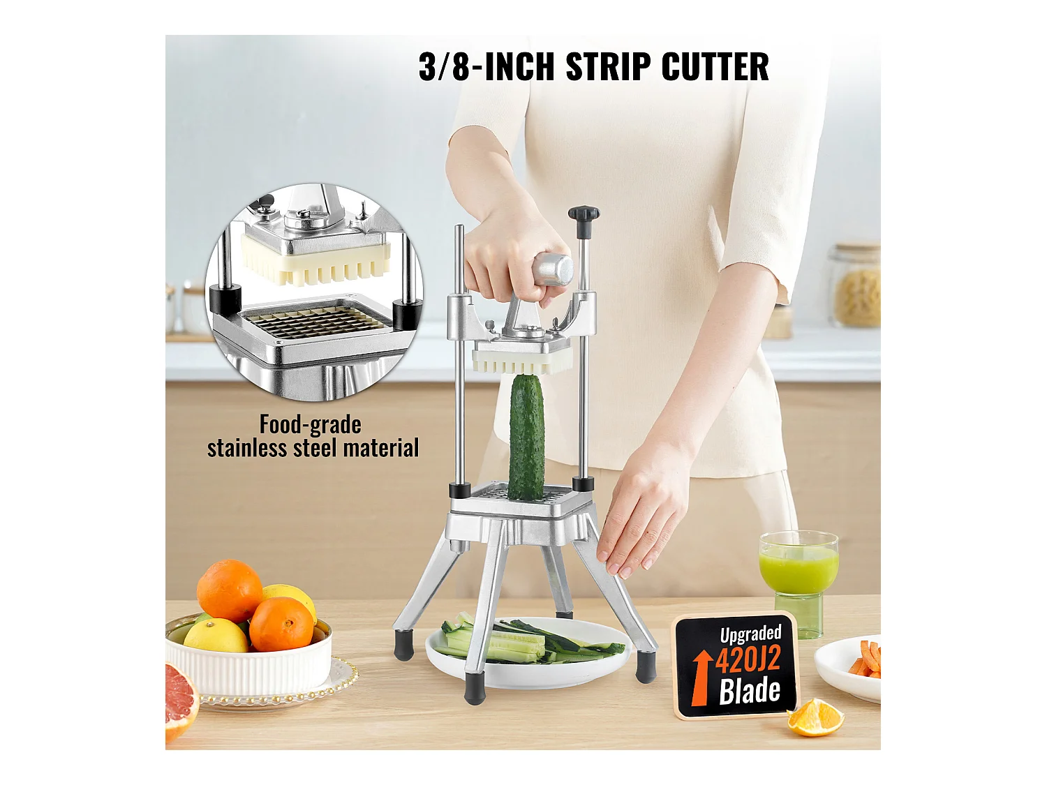Commerciële Friet- en Groentesnijder SucceBuy 0,95 cm, Fruit- en Tomatensnijder Food Shaper