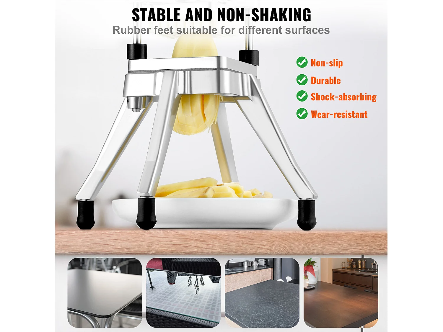 Coupe-Frites et Légumes Commercial SucceBuy 0.95cm, Trancheuse à Fruits et à Tomates Food Shaper