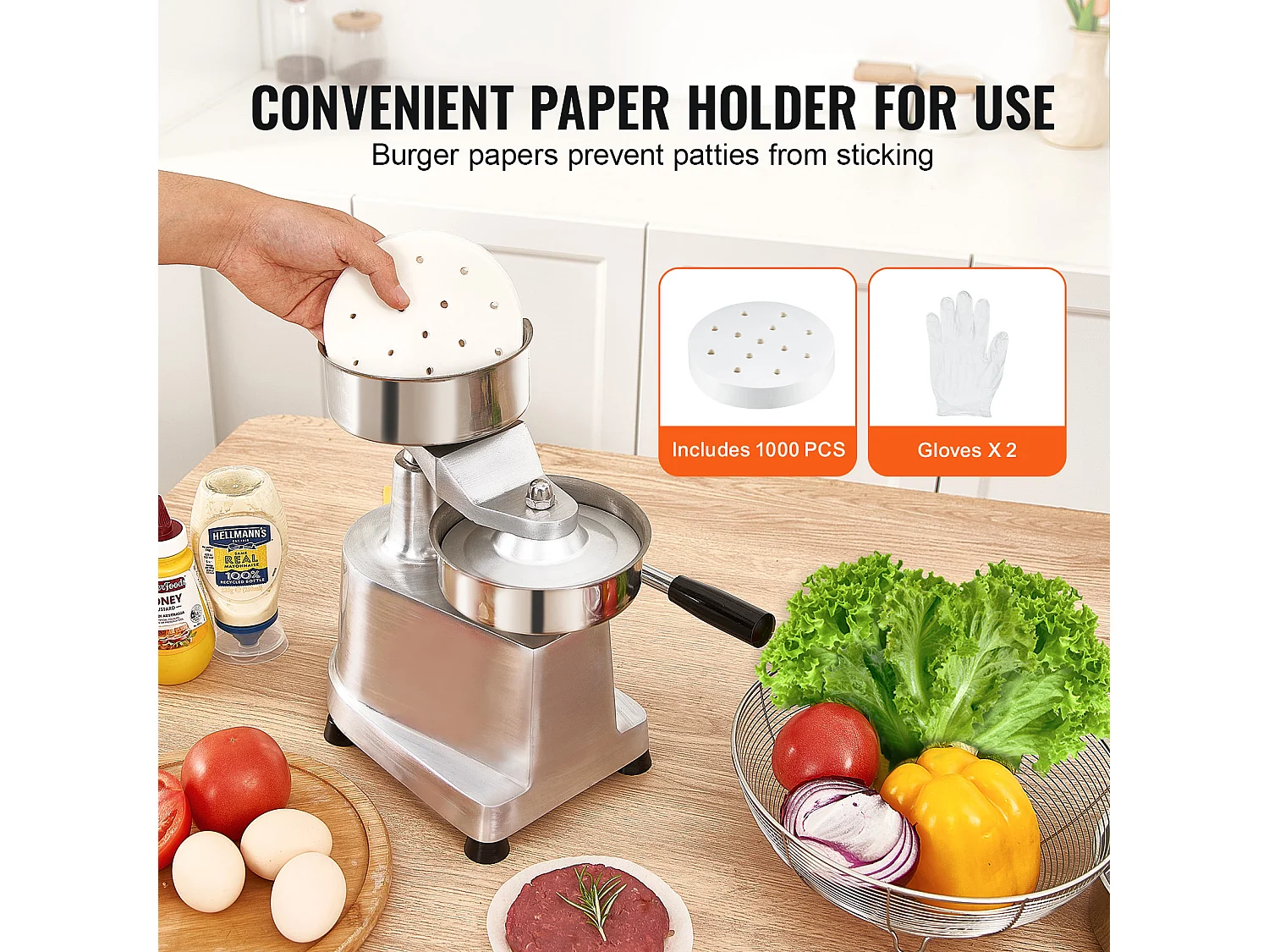 Prasa do Hamburgerów SucceBuy, 130 mm Średnicy, 110V, Stal Nierdzewna, Srebro, do Stanów na Otwartym Powietrzu, Kuchni Szkolnych, Hoteli