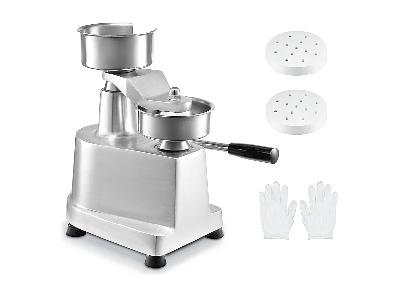 Presse à Hamburger SucceBuy, 130 mm de Diamètre, 110V, Acier Inoxydable, Argent, pour les Stands en Plein Air, les Cuisines d'École, les Hôtels