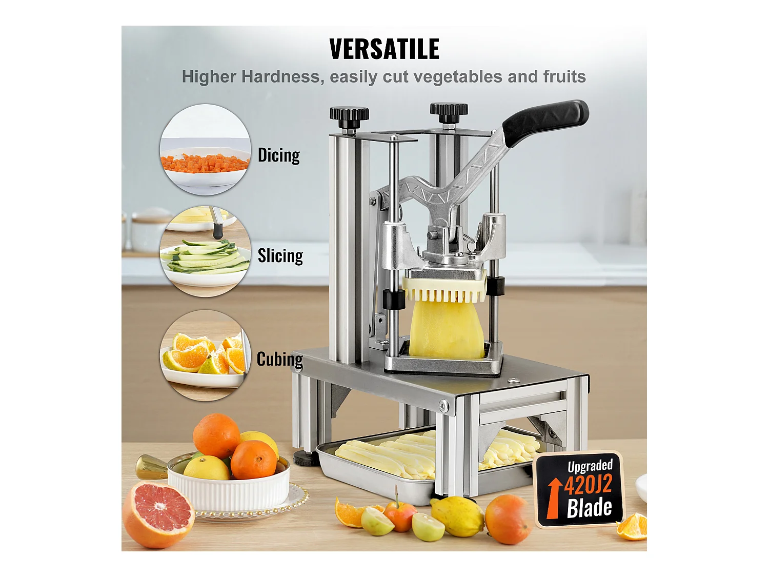 Cortadora Comercial de Papas y Verduras SucceBuy con 4 Cuchillas y Cortadora de Papas