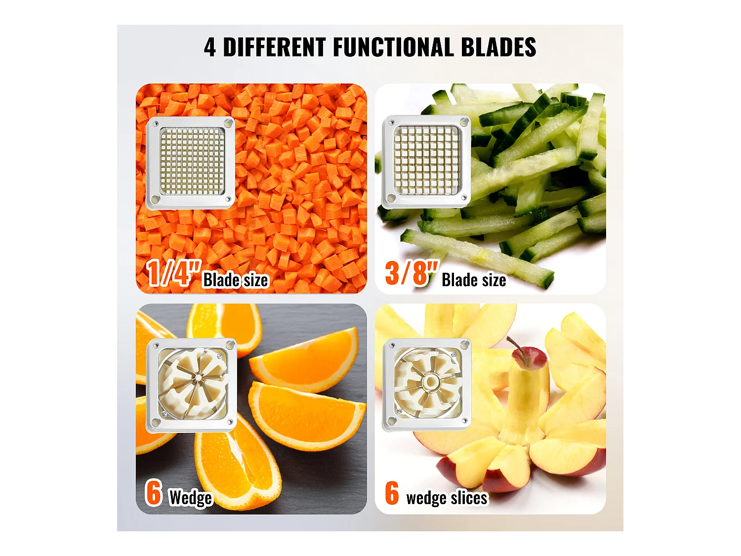 Cortadora Comercial de Papas y Verduras SucceBuy con 4 Cuchillas y Cortadora de Papas