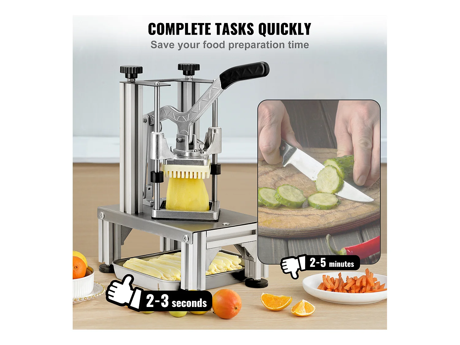 Cortadora Comercial de Papas y Verduras SucceBuy con 4 Cuchillas y Cortadora de Papas