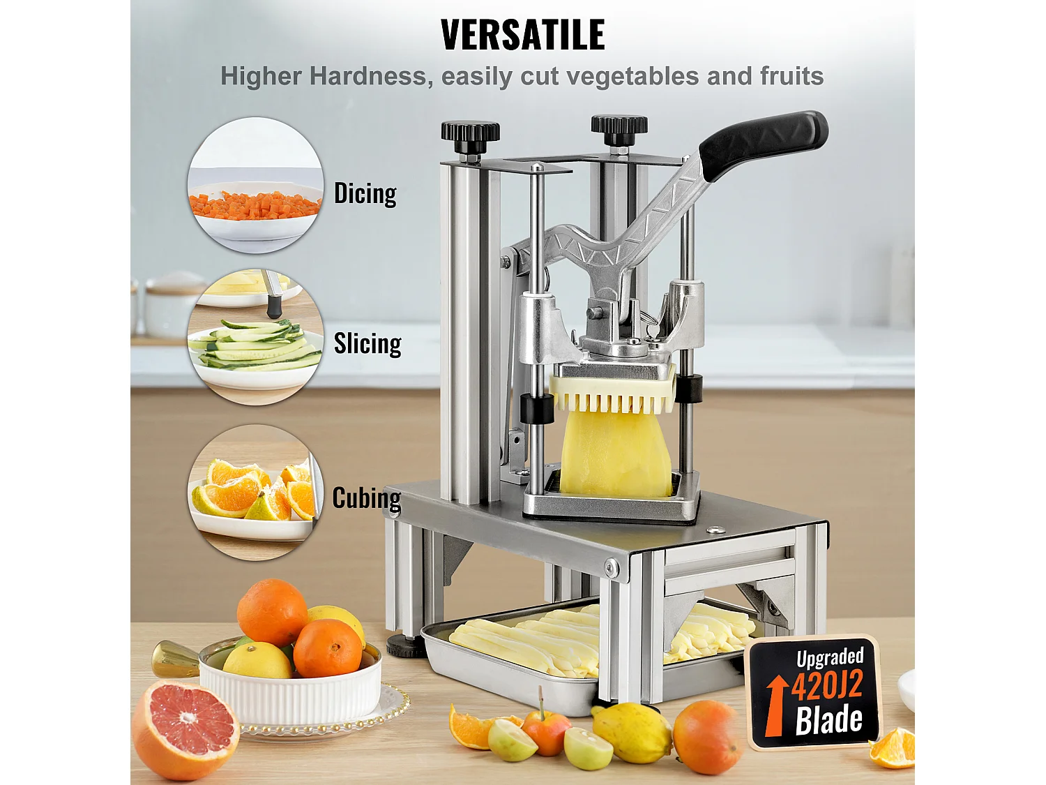 Coupe-Frites et Légumes Commercial SucceBuy avec 4 lames et Coupe-Frites