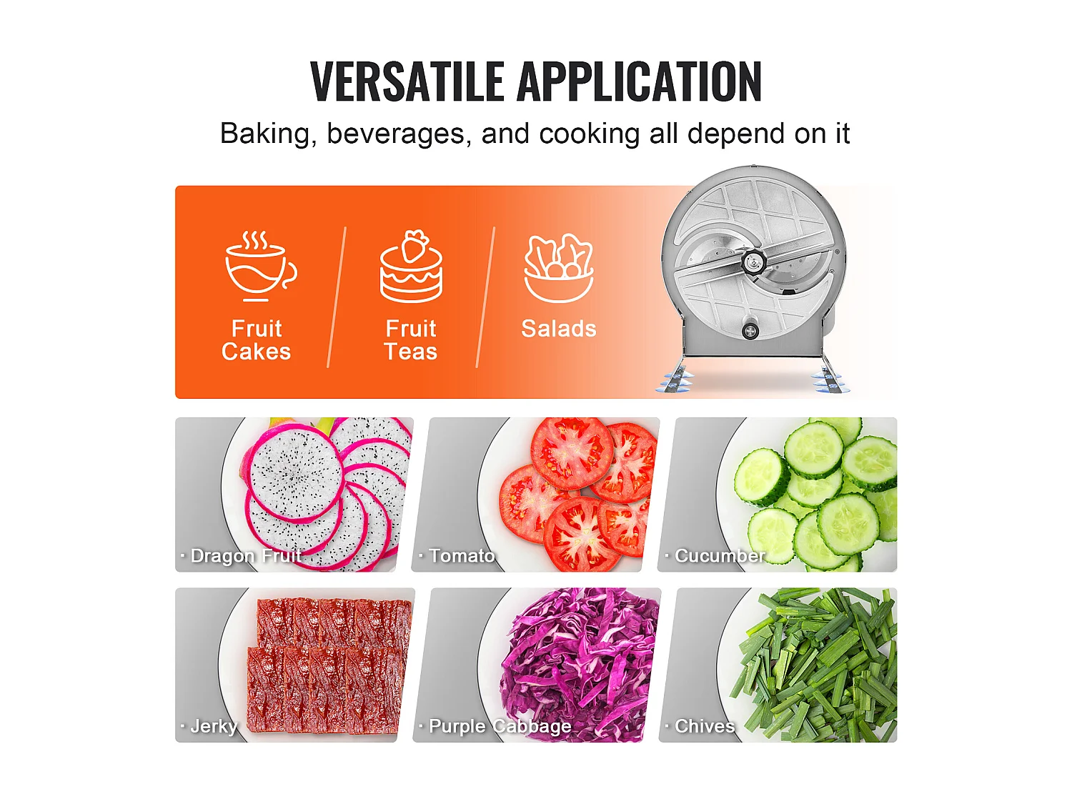 Affettatrice Manuale SucceBuy Affettatrice Manuale per Verdure e Frutta, Spessore da 0 a 1,27 cm, Affettatrice Alimentare Regolabile