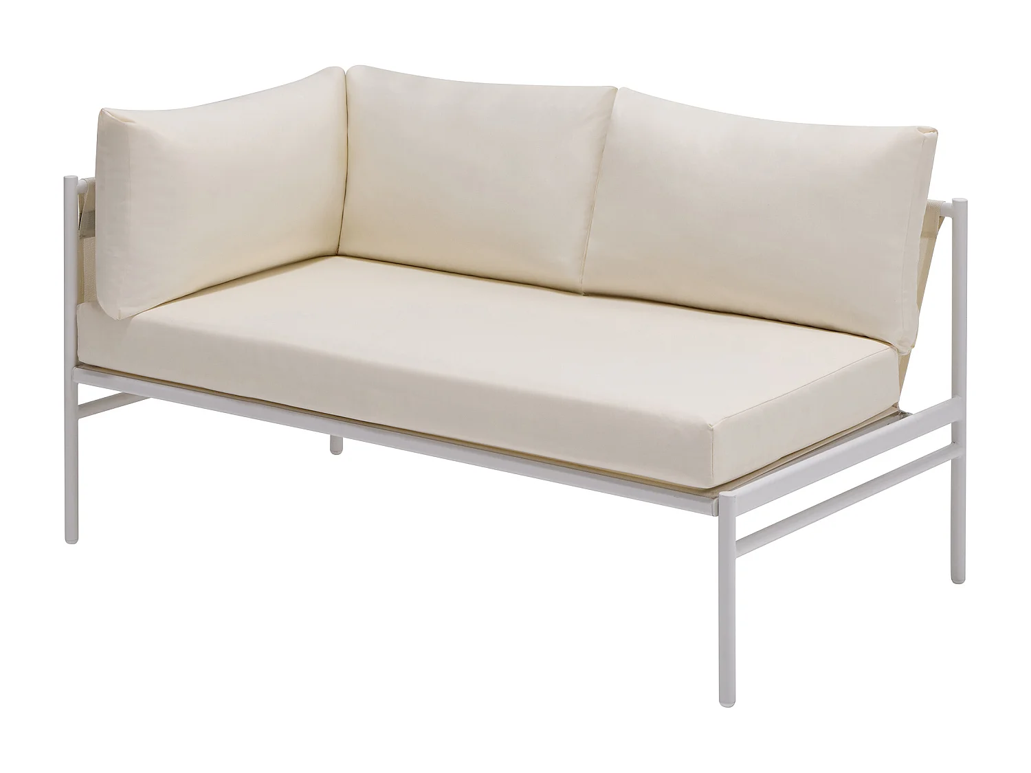 Salon de jardin modulable en acier : 2 canapés d'angle, 1 fauteuil et tables gigognes - Blanc - ULAME de MYLIA