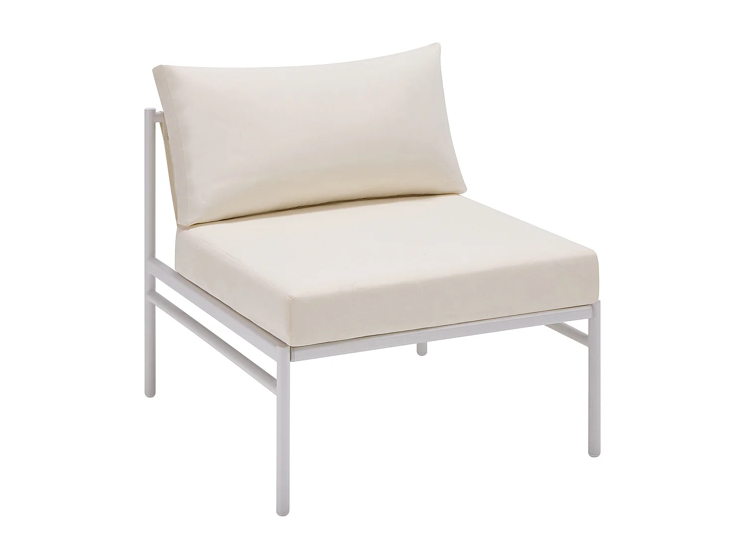 Salon de jardin modulable en acier : 2 canapés d'angle, 1 fauteuil et tables gigognes - Blanc - ULAME de MYLIA