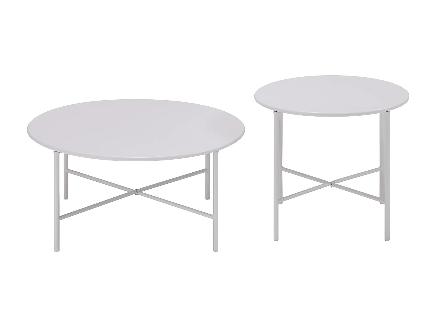 Salon de jardin modulable en acier : 2 canapés d'angle, 1 fauteuil et tables gigognes - Blanc - ULAME de MYLIA