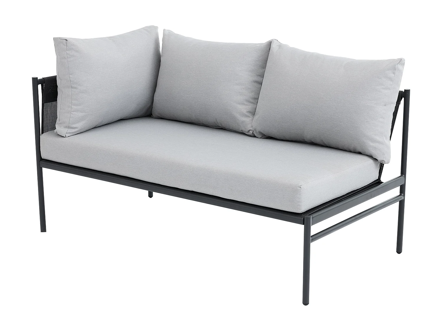 Salon de jardin modulable en acier : 2 canapés d'angle, 1 fauteuil et tables gigognes - Anthracite - ULAME de MYLIA