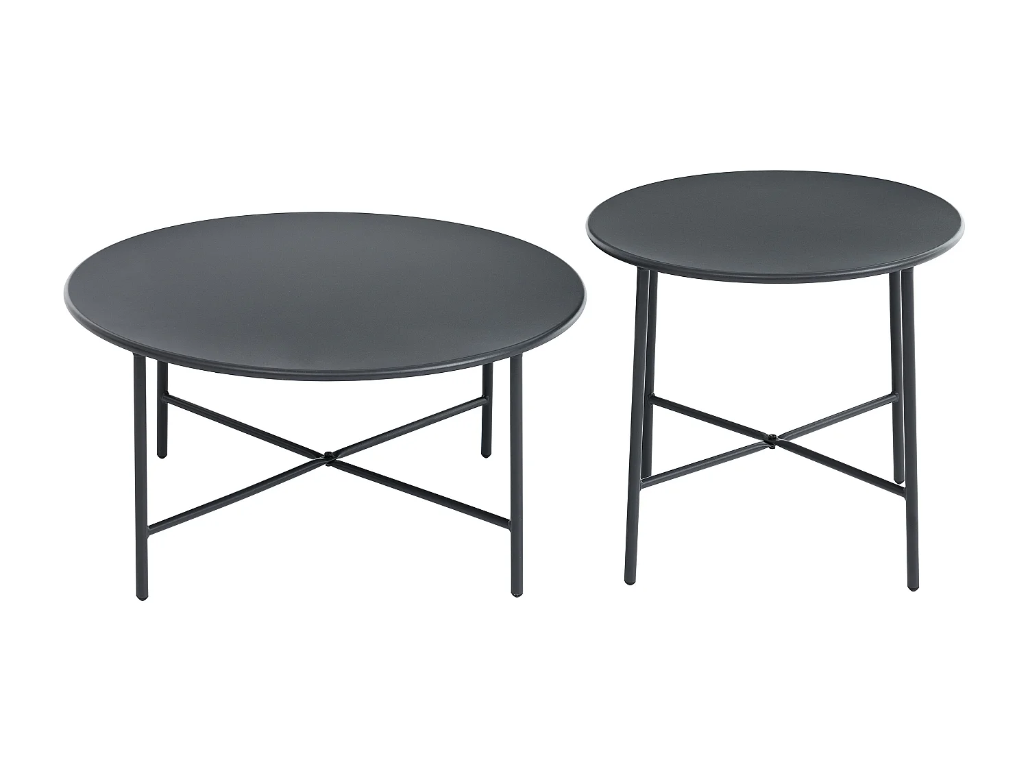 Salon de jardin modulable en acier : 2 canapés d'angle, 1 fauteuil et tables gigognes - Anthracite - ULAME de MYLIA