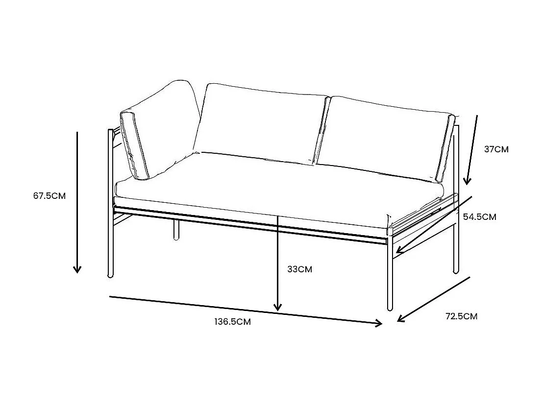 Salon de jardin modulable en acier : 2 canapés d'angle, 1 fauteuil et tables gigognes - Anthracite - ULAME de MYLIA