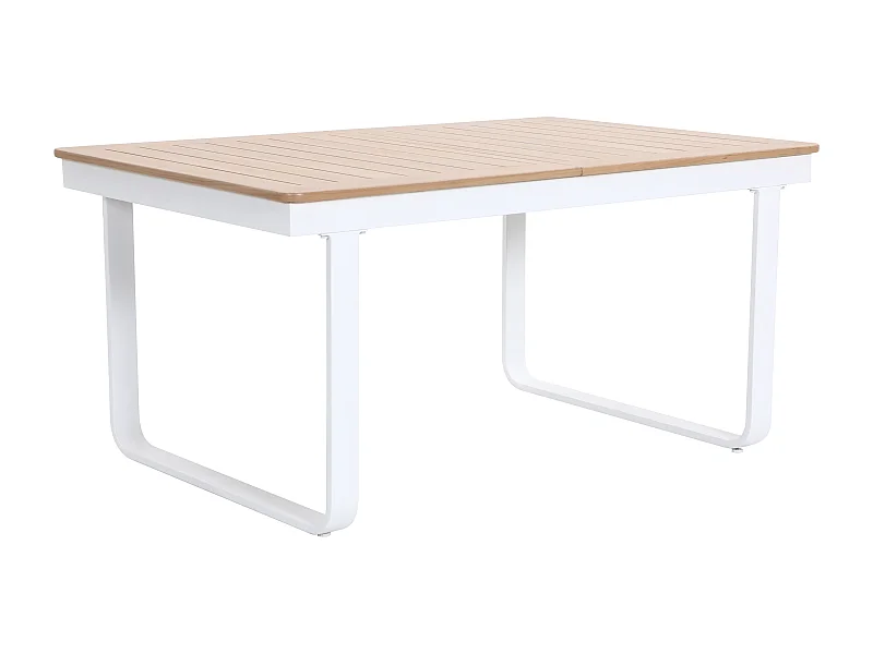 Table de jardin extensible en aluminium L.155/246 cm - Naturel clair et blanc - SERUNO de MYLIA