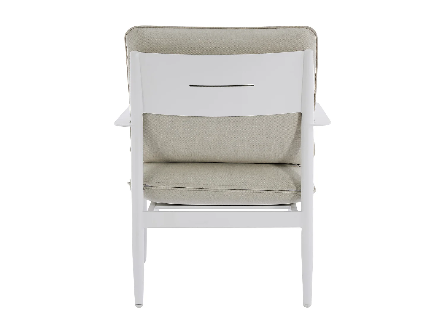 Conjunto de jardim em alumínio: um sofá de 2 lugares, 2 poltronas e uma mesa de centro - Branco com almofadas bege - TAVINYA da MYLIA