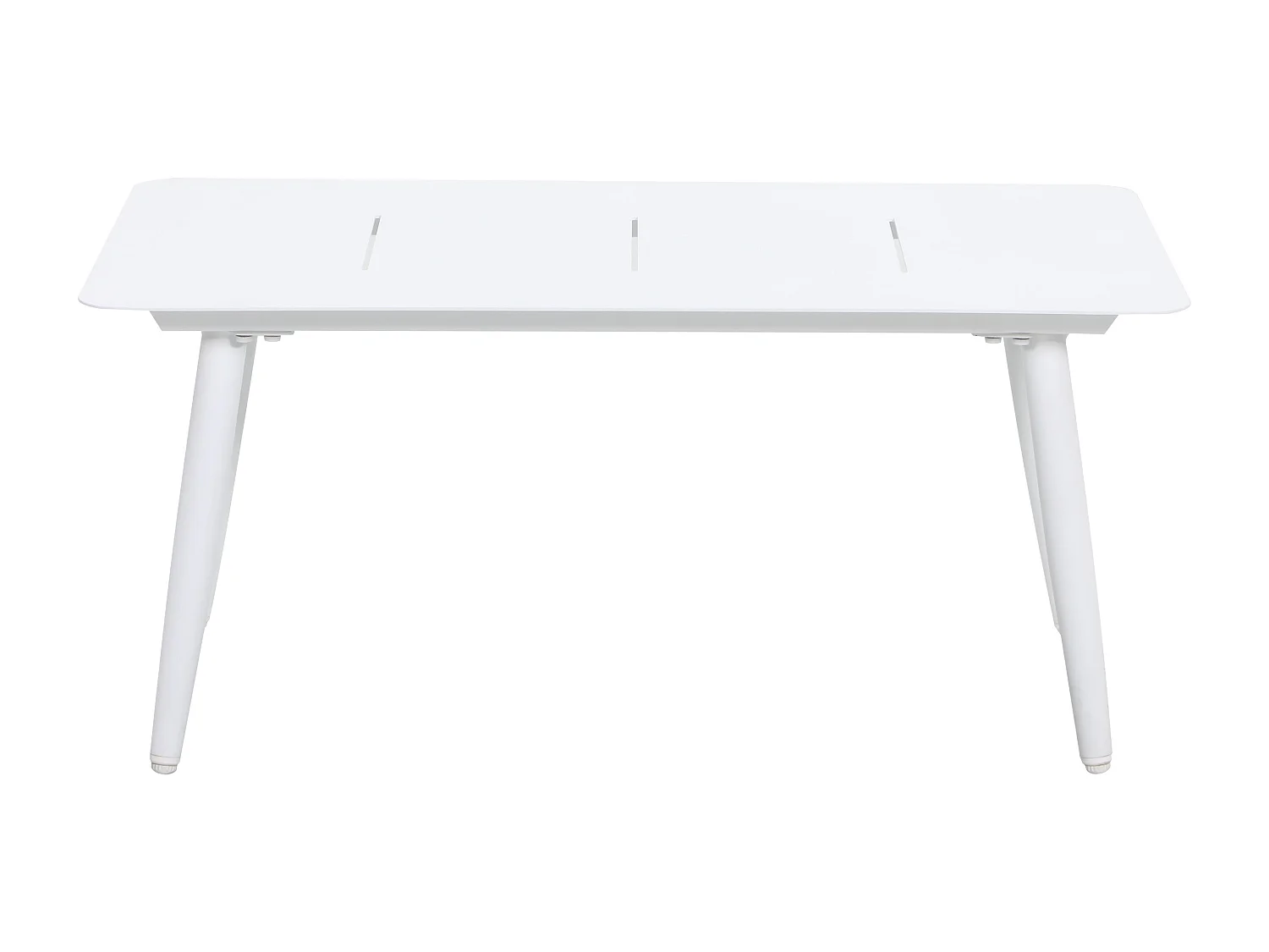 Conjunto de jardim em alumínio: um sofá de 2 lugares, 2 poltronas e uma mesa de centro - Branco com almofadas bege - TAVINYA da MYLIA