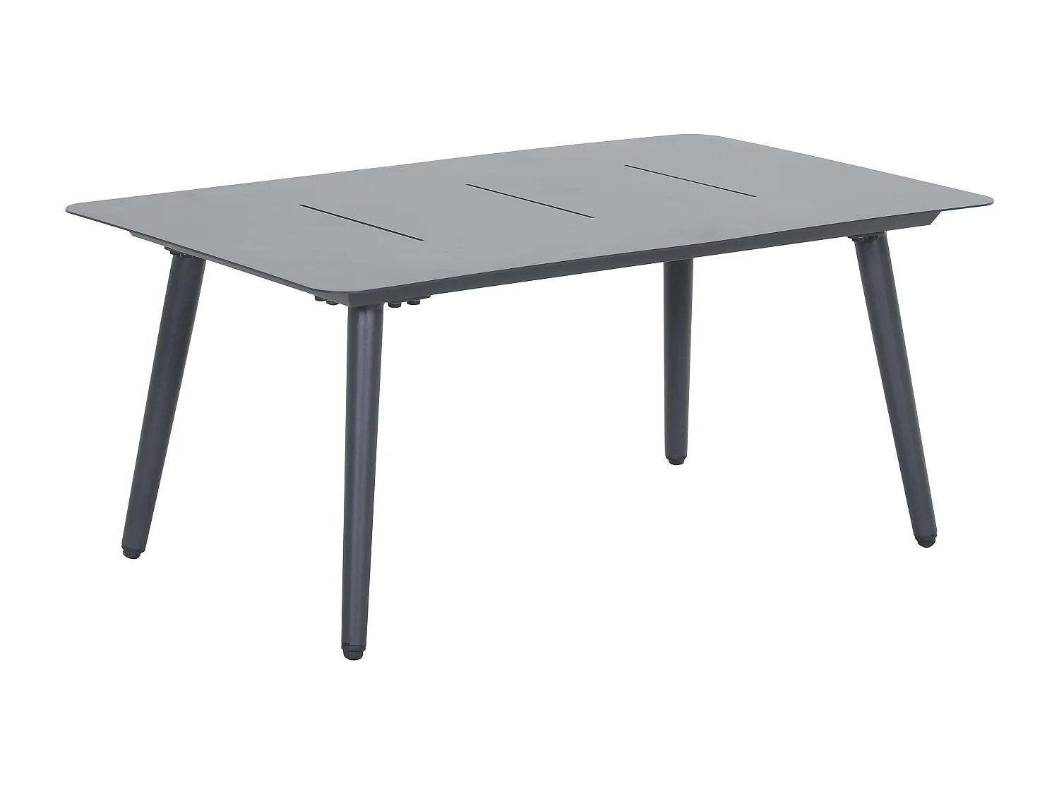 Conjunto de jardim em alumínio: um sofá de 2 lugares, 2 poltronas e 1 mesa de centro - Antracite com almofadas bege - TAVINYA de MYLIA