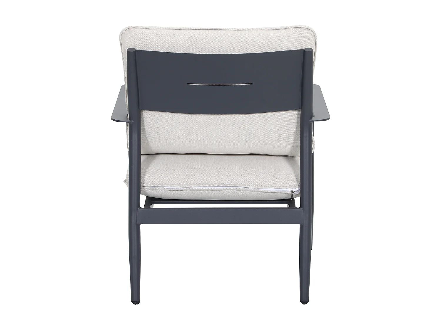 Conjunto de jardim em alumínio: um sofá de 2 lugares, 2 poltronas e 1 mesa de centro - Antracite com almofadas bege - TAVINYA de MYLIA