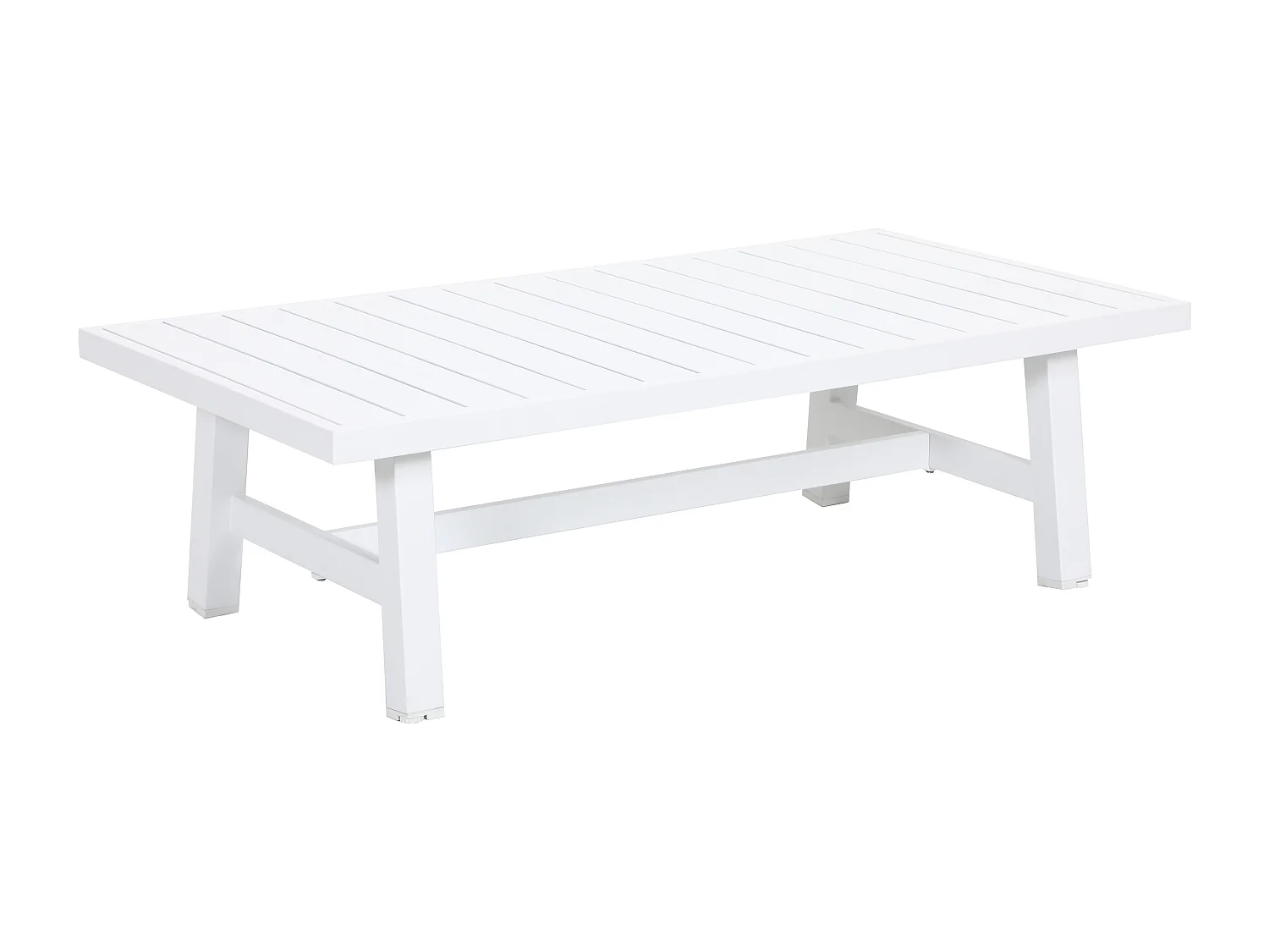 Conjunto de jardim em alumínio e corda: sofá 3 lugares, 2 poltronas e uma mesa de centro – Branco com almofadas bege – LUREYA da MYLIA