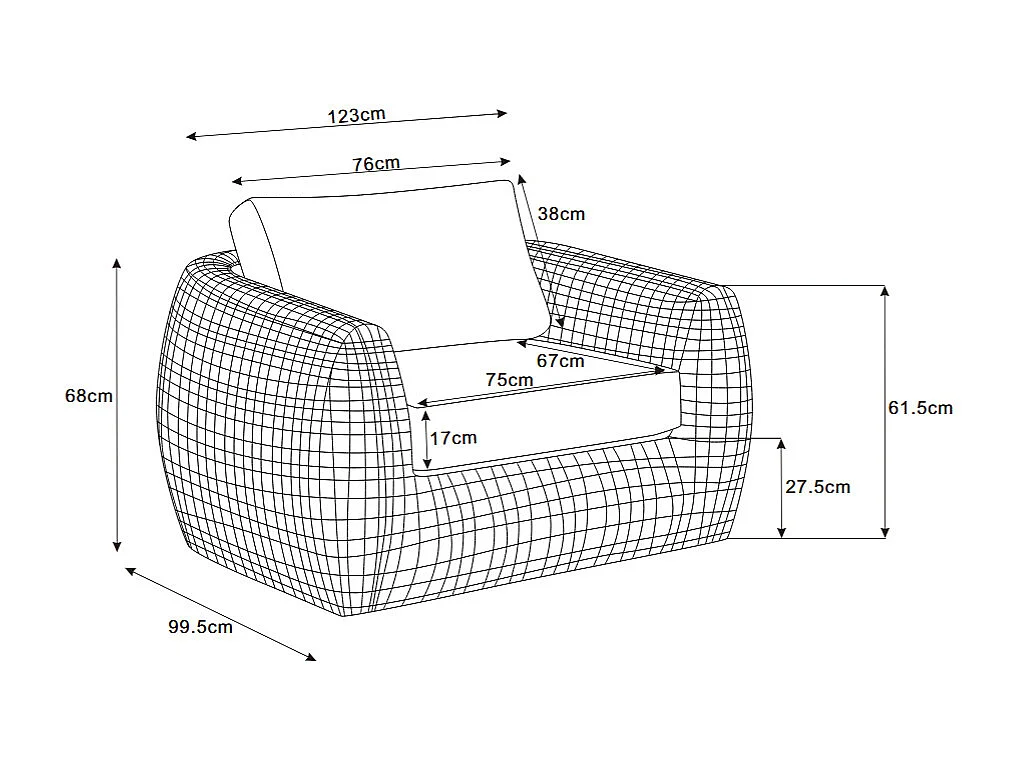 Lot de 2 fauteuils de jardin en résine tressée - Anthracite avec coussins blancs - VEYRO de MYLIA