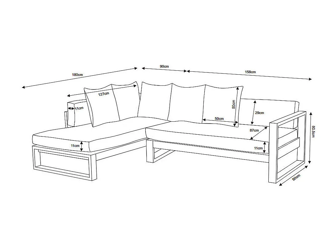 Sofá de canto modular de jardim em alumínio - Taupe - MOLOKAI de MYLIA