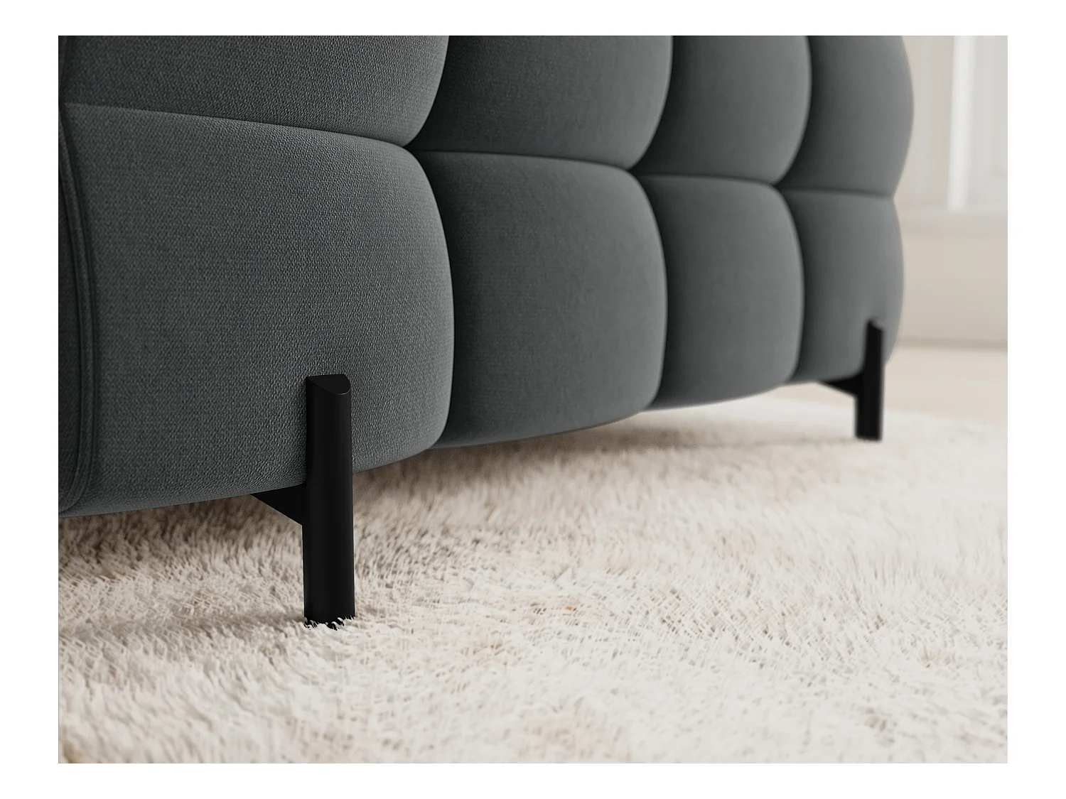 Grand canapé en U en tissu KARBON – Avec fonction lit et coffre-Gris anthracite-Méridienne A gauche