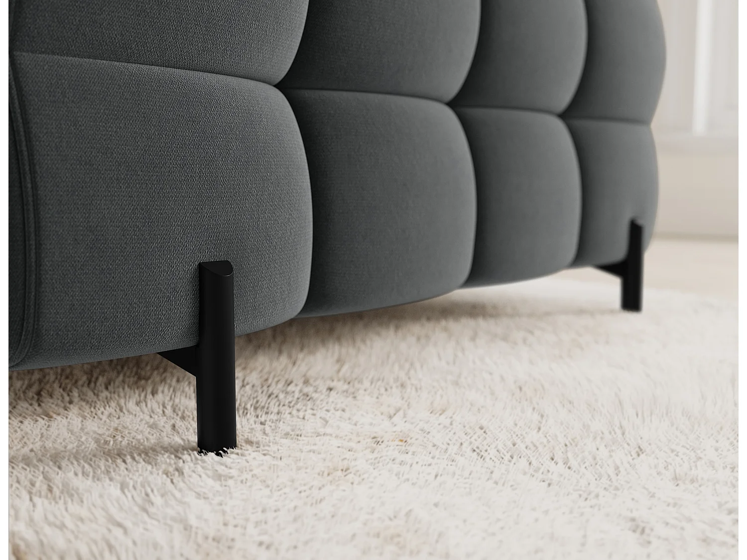 Grand canapé en U en tissu KARBON – Avec fonction lit et coffre-Gris anthracite-Méridienne A gauche