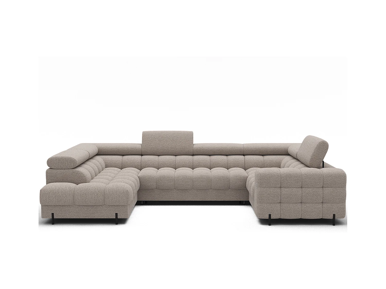 Grand canapé en U en tissu KARBON – Avec fonction lit et coffre-Beige-Méridienne A gauche