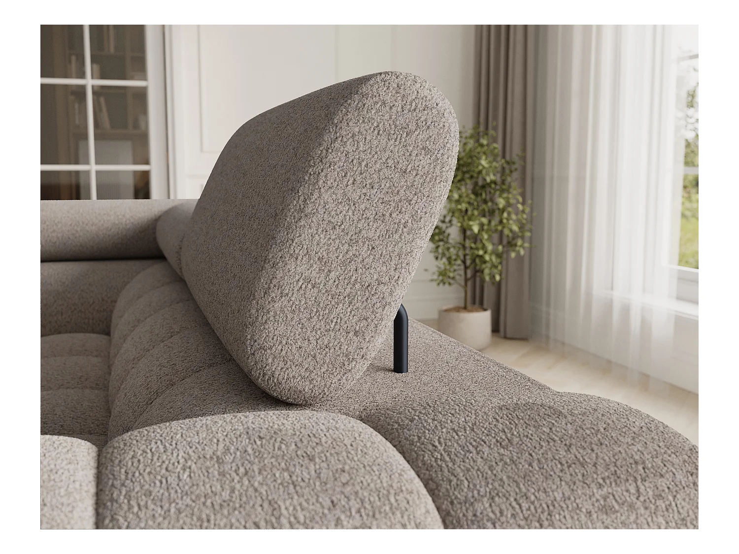 Grand canapé en U en tissu KARBON – Avec fonction lit et coffre-Beige-Méridienne A gauche