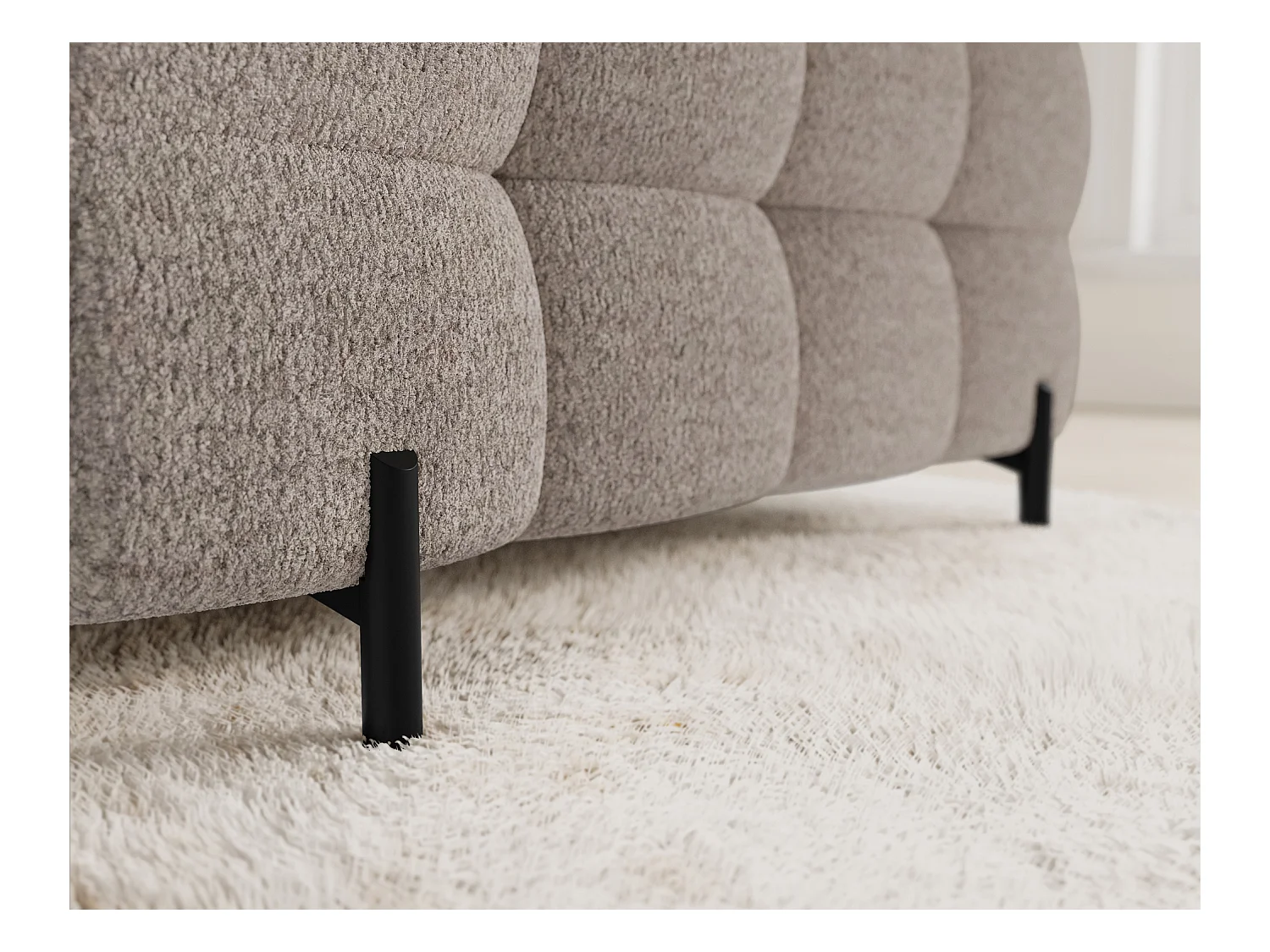 Grand canapé en U en tissu KARBON – Avec fonction lit et coffre-Beige-Méridienne A gauche